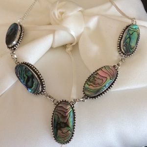 Abalone Shell Pearl Necklace Sterling Silver 19”